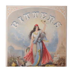 Carreau Annonce Vintage Pour Bitters Vendu Par S. S. Wycko