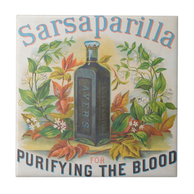 Carreau Annonce Vintage Pour la Sarsaparilla d'Ayer. (Devant)