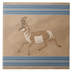 Carreau Antilope de Pronghorn Southwest avec bordure géomé