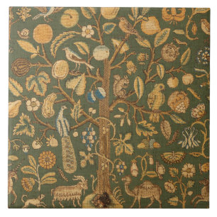 Carreau Antique anglaise broderie au point Tree of Life & 
