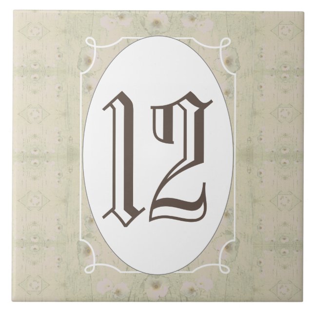 Carreau Antique Bois Floral Numéro de maison (Devant)