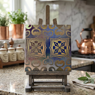 Carreau Antique Élégant Mosaïque Cuivre Et Bleu