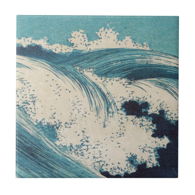 Carreau Antique Japonais Bleu Vagues Océan Imprimer (Devant)
