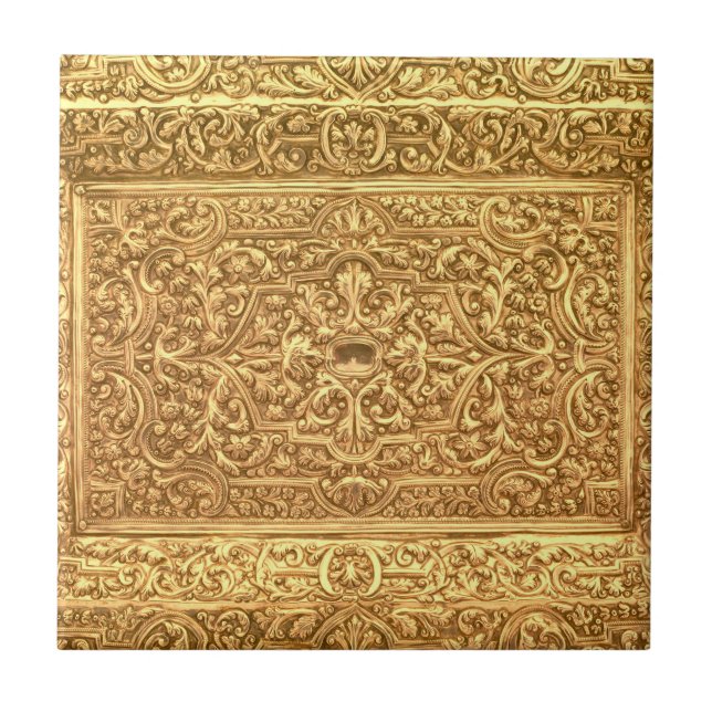 Carreau Antique Ornamental Golden Floral Pattern (Devant)