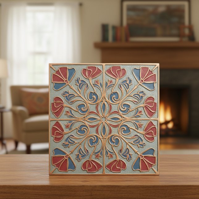 Carreau Antiqued Art Nouveau Floral Medallion #14 ID1193 (Créateur téléchargé)