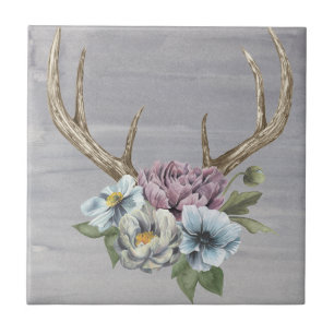 Carreau Antlers floraux de cerfs