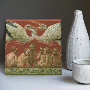 Carreau Anton Seder's Tender Storks Art Nouveau Wall