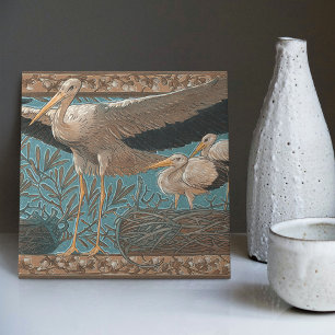 Carreau Anton Seder's Tender Storks Art Nouveau Wall