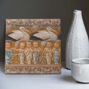 Carreau Anton Seder's Tender Storks Art Nouveau Wall