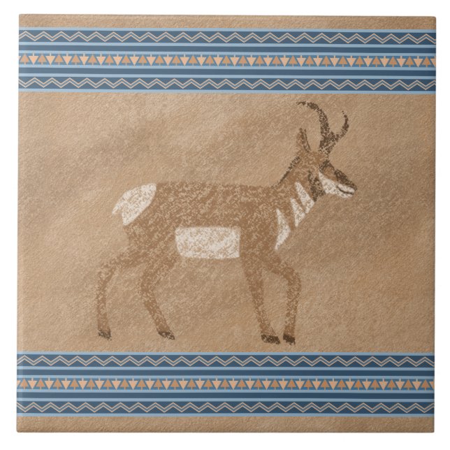 Carreau Antope Pronghorn Sud-Ouest avec bordure géométriqu (Devant)