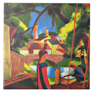 Carreau Août Macke, Enfants à la fontaine