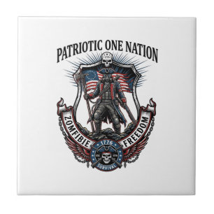 Carreau Apocalypse de Zombies Guerrier Patriotique Fou Rou