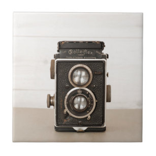 Carreau Appareil-photo jumel vintage de lentille de