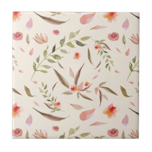 Carreau Apricot, Mauve, Taupe Floral Image transparente