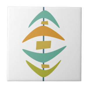 Carreau Aqua Blue Orange Green Retro Boomerang Mid Century