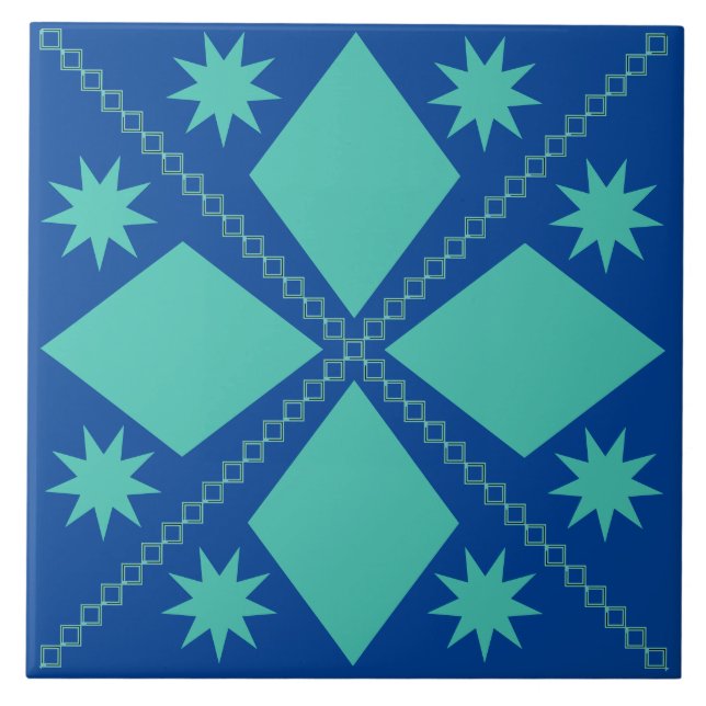 Carreau Aqua Diamond Fun | Arrière - plan bleu | (Devant)