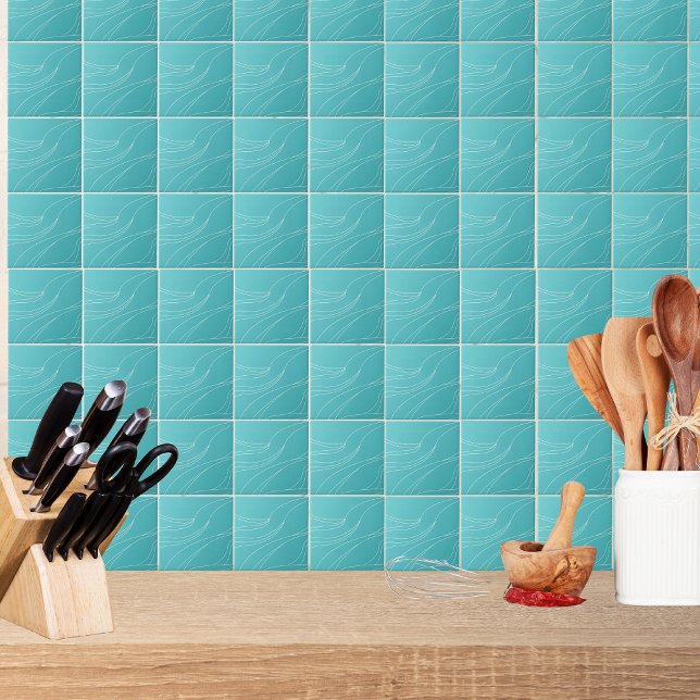 Carreau Aqua Line Waves Modern Minimalist Abstract (Créateur téléchargé)