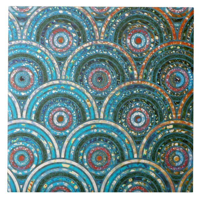 Carreau Aqua Turquoise Parties scintillant à huile métalli (Devant)