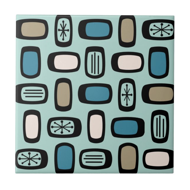 Carreau Aquamarine Rectangles Arrondis Midcentury MCM (Devant)