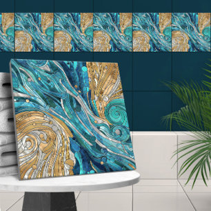 Carreau Aquamarine River Mosaic Art Abstrait