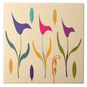 Carreau Aquarelle Abstraite lumineuse Art Calla Lily