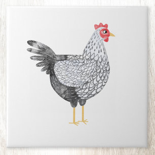 Carreau Aquarelle amusante Wyandotte poulet