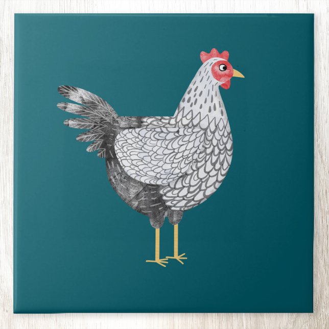 Carreau Aquarelle amusante Wyandotte poulet (Fun Wyandotte Chicken hen watercolor art ceramic tile)