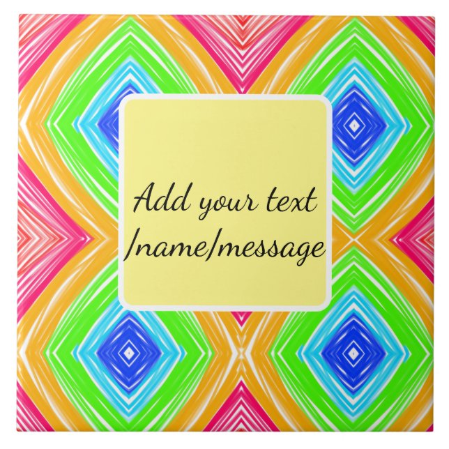 Carreau Aquarelle arc-en-ciel ajouter un nom texte personn (Devant)