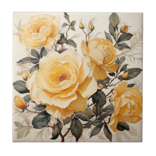 Carreau Aquarelle Art Décor Rose jaune pâle