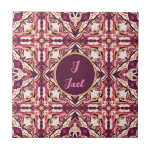 Carreau Aquarelle Azulejo Rouge Espagnol Personnalisé