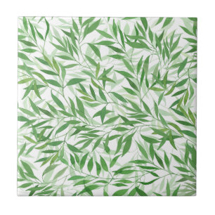 Carreau Aquarelle Bambou Feuilles Branches Vines Forêt