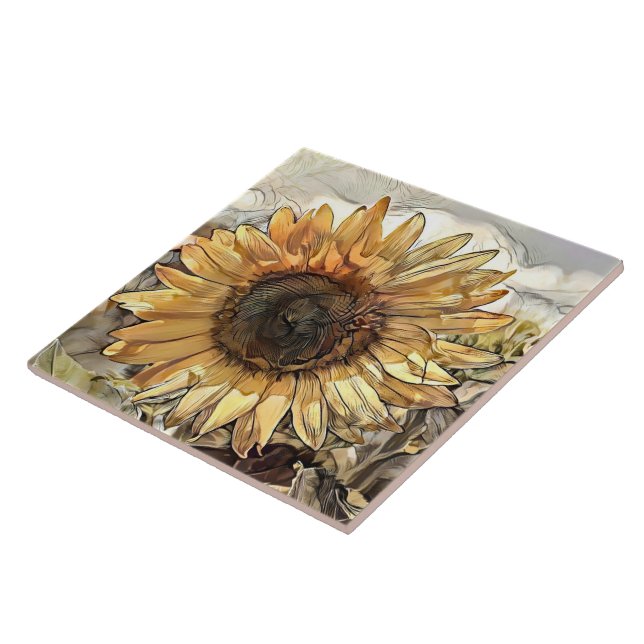 Carreau Aquarelle Big Tournesol Collection élégante (Côté)