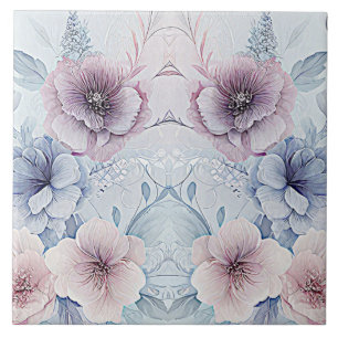 Carreau Aquarelle Bleu Rose Carrelage en céramique Florale
