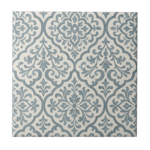Carreau Aquarelle bleu rustique Floral marocain