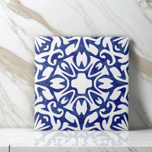 Carreau Aquarelle bleue et blanche Motif espagnol