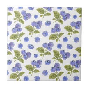 Carreau Aquarelle Blueberry Fruit et Blueberry Feuilles