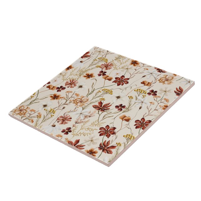Carreau Aquarelle Boho motif floral (Côté)