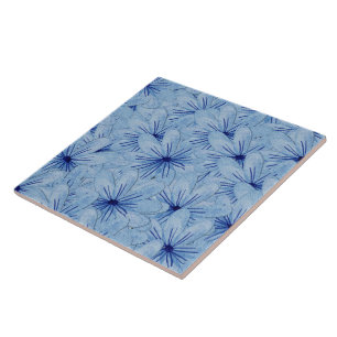 Carreau Aquarelle Bouquet de fleurs sauvages bleues