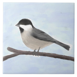 Carreau Aquarelle Carrelage en céramique de chickadee noir