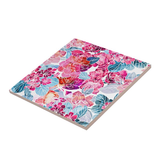 Carreau Aquarelle Carrelage en céramique Florale (Côté)