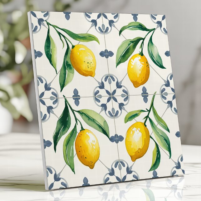 Carreau Aquarelle Citron Sicilien Méditerranéen (Créateur téléchargé)