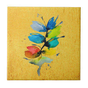 Carreau Aquarelle colorée lâche abstraite florale