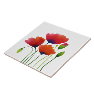 Carreau Aquarelle Colorée Poppies Design