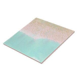 Carreau Aquarelle Conception de confettis abstrait et dor