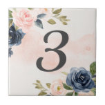 Carreau Aquarelle couleur rose marine Floral Numéro de la<br><div class="desc">Plus joli Décor maison dans le Little Bayleigh Store!</div>