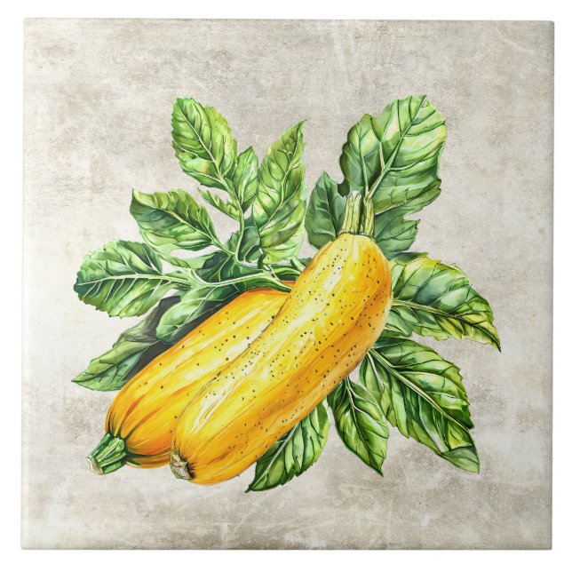 Carreau Aquarelle Courge Jaune Rustique Faux Texture  (Devant)