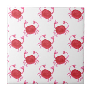 Carreau aquarelle crabe rouge mignon conception de la plag
