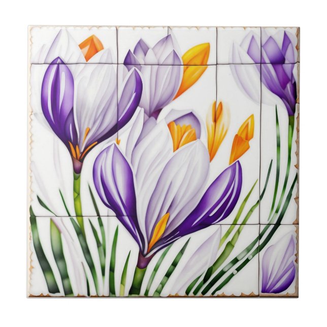 Carreau aquarelle Crocus Nouveau (Devant)