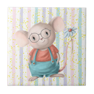 Carreau Aquarelle Cuire arc-en-ciel Souris Animal Art Cera