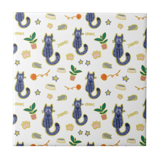 Carreau Aquarelle Cute Chats Motif (Devant)